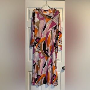 Rouge Collection Abstract Long Sleeve Swim Suit Cover Up - Pink, Orange, Brown